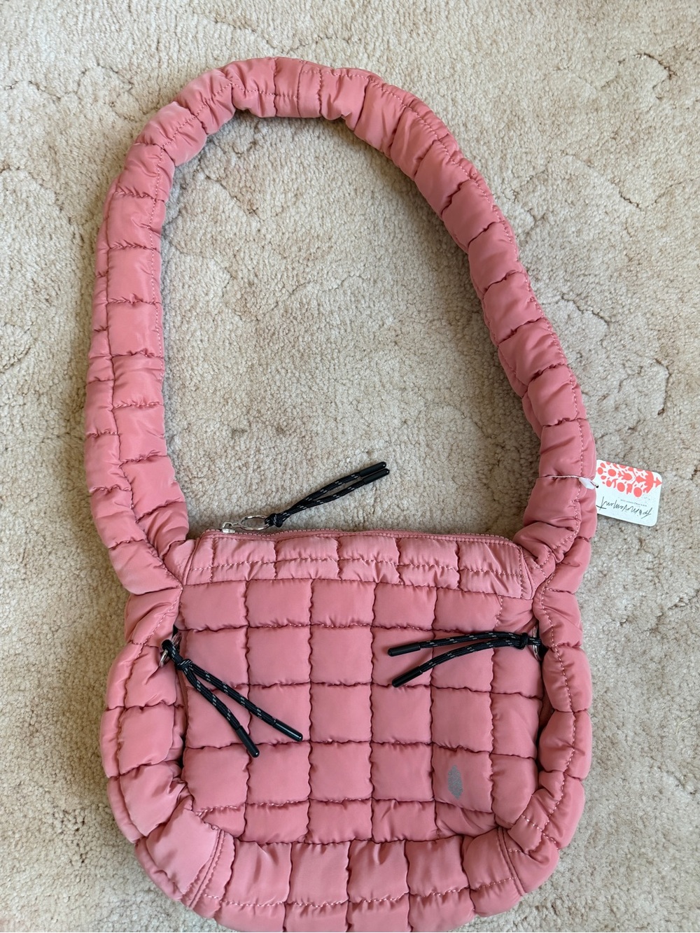 Free People Pink Quilted Puffer Crossbody Bag NWT